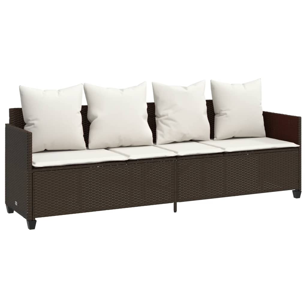 Bain de soleil avec coussin en polyrotin marron