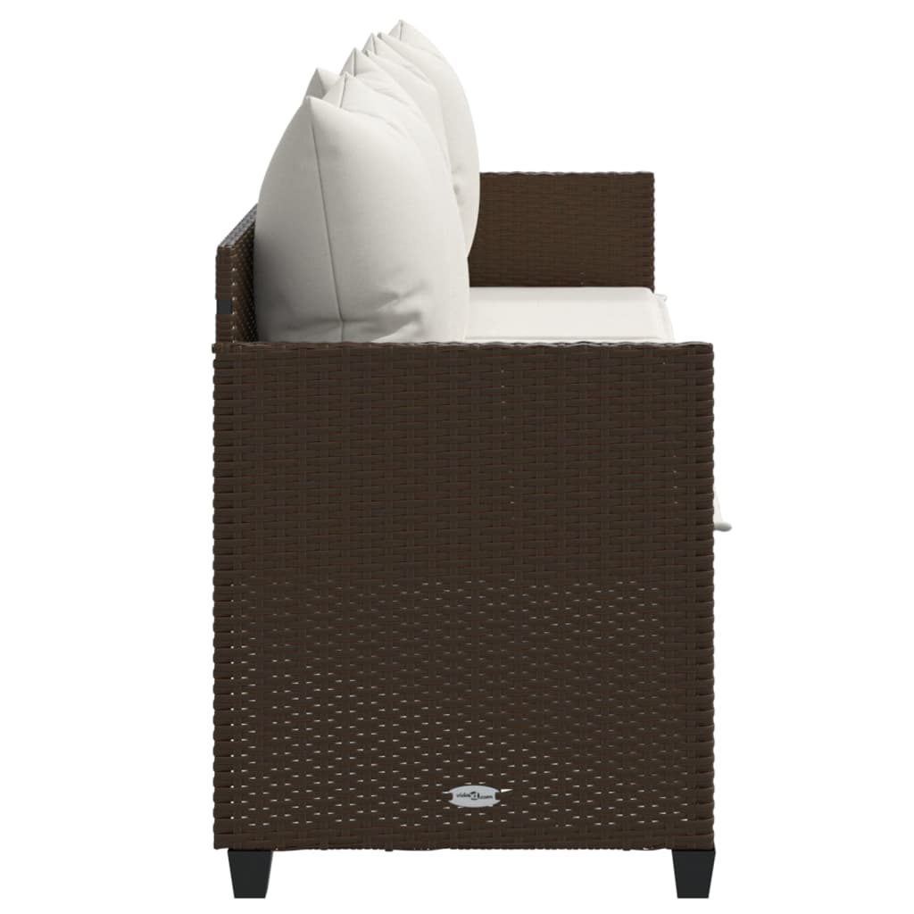 Bain de soleil avec coussin en polyrotin marron