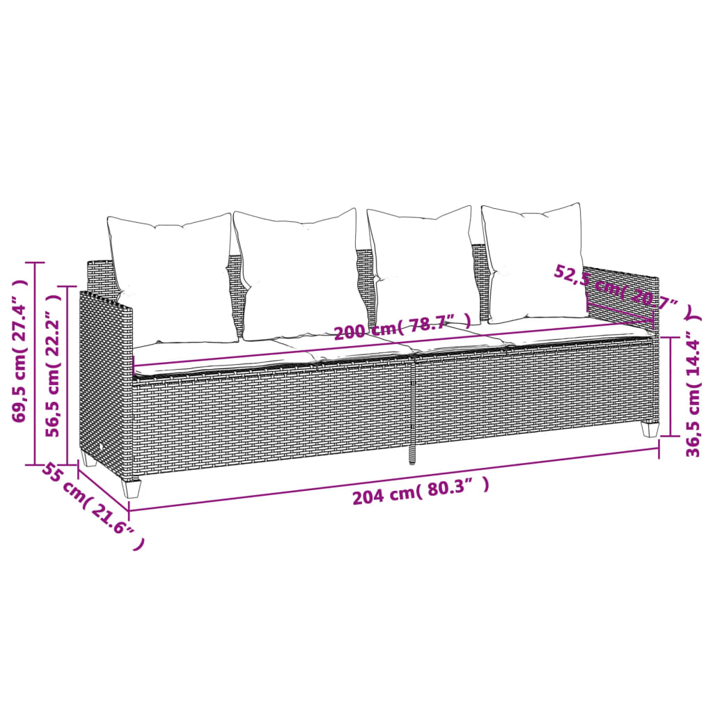 Bain de soleil avec coussin en polyrotin marron