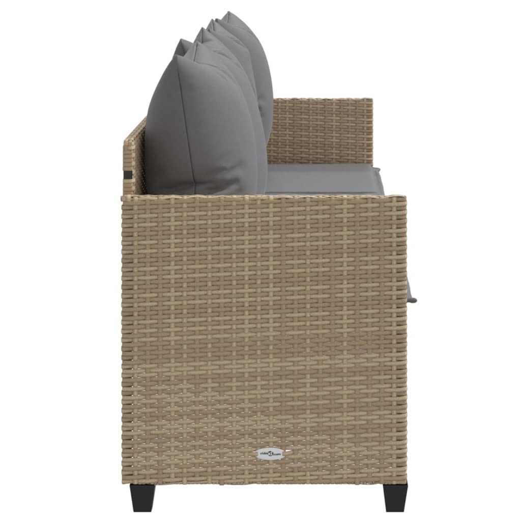 Bain de soleil avec coussin en polyrotin beige