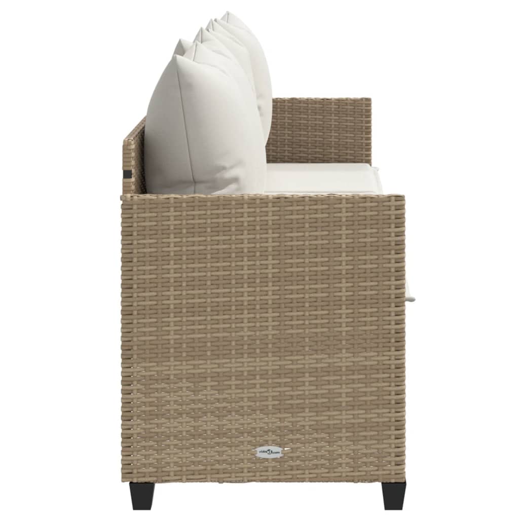 Bain de soleil avec coussin en polyrotin beige