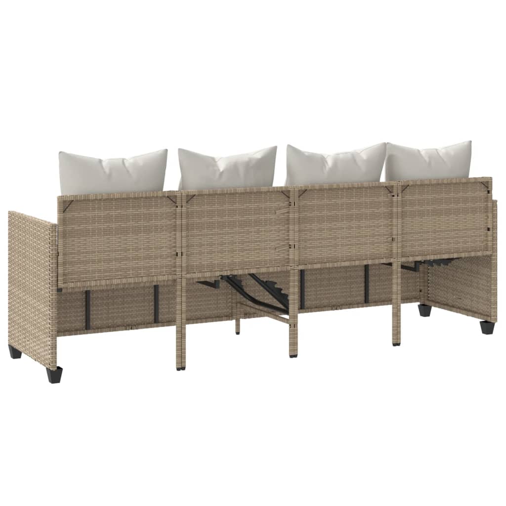 Bain de soleil avec coussin en polyrotin beige