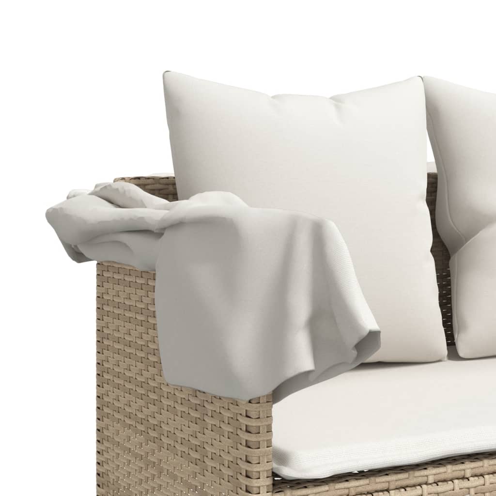 Bain de soleil avec coussin en polyrotin beige