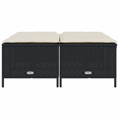 Gartenhocker mit Kissen 4 Stk. Schwarz Poly Rattan