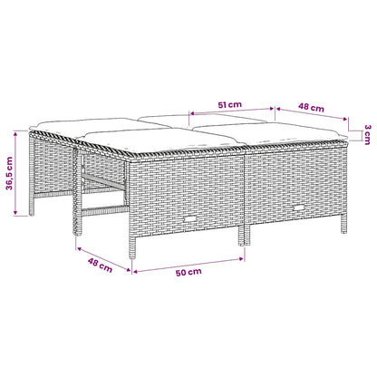 Gartenhocker mit Kissen 4 Stk. Schwarz Poly Rattan