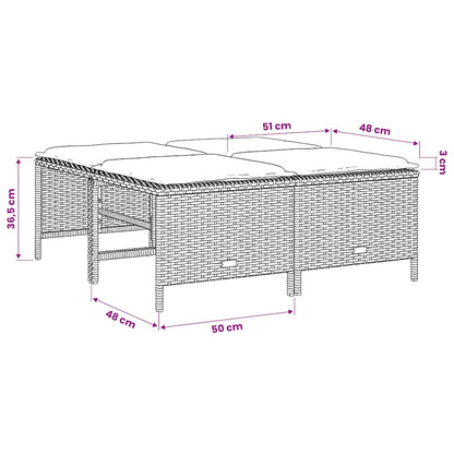 Gartenhocker mit Kissen 4 Stk. Braun Poly Rattan