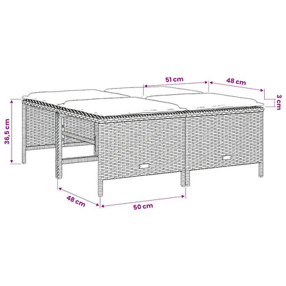 Gartenhocker mit Kissen 4 Stk. Hellgrau Poly Rattan