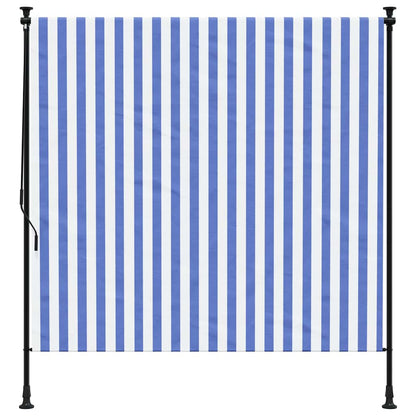 Außenrollo Blau und Weiß 150x270 cm Stoff und Stahl