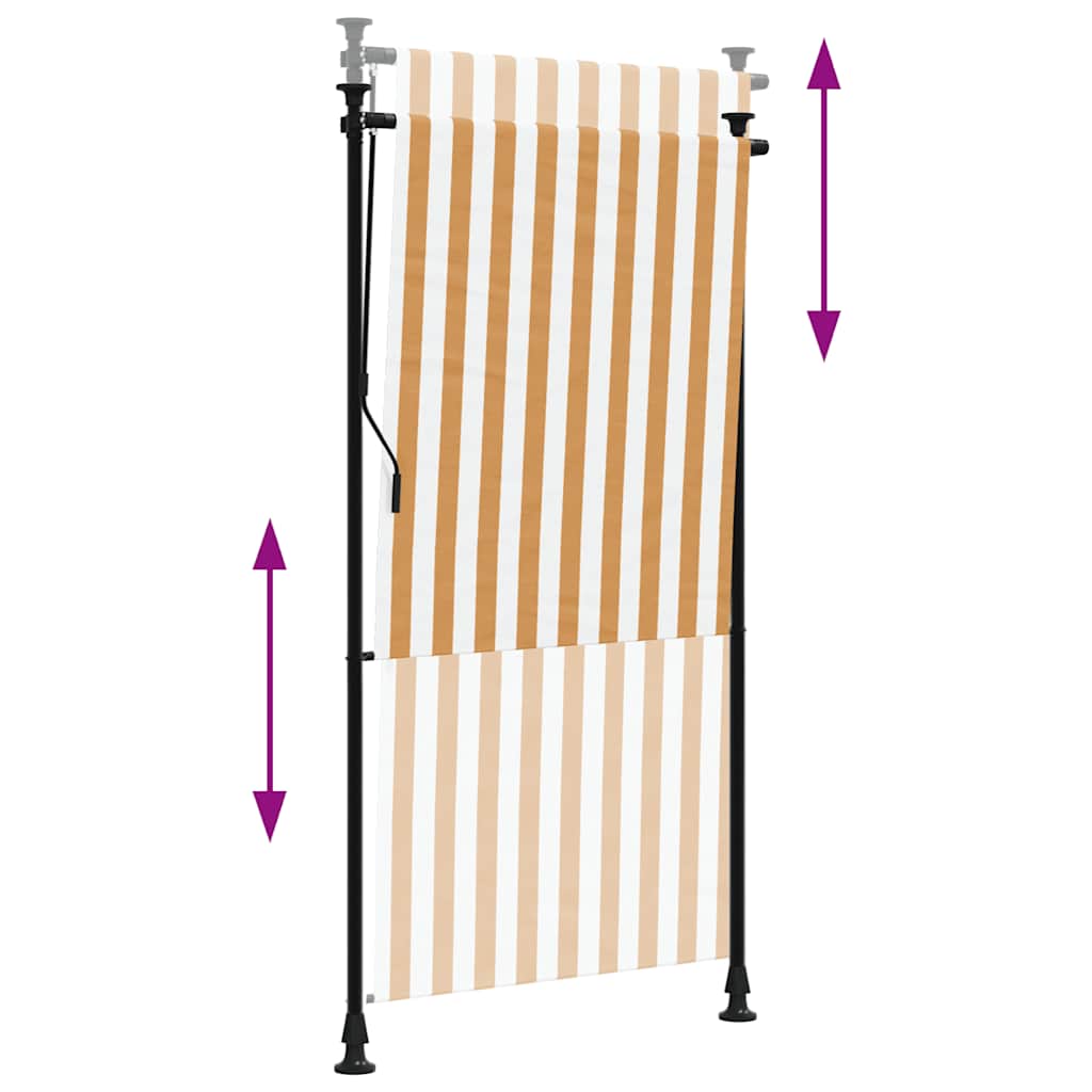 Außenrollo Orange und Weiß 120x270 cm Stoff und Stahl