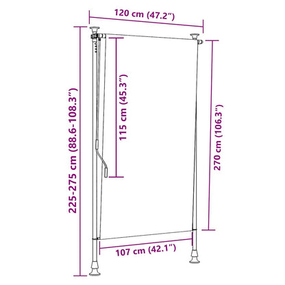 Außenrollo Orange und Weiß 120x270 cm Stoff und Stahl