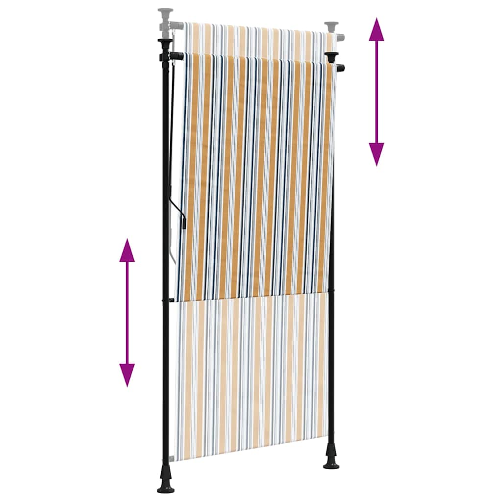 Außenrollo Gelb und Weiß 100x270 cm Stoff und Stahl