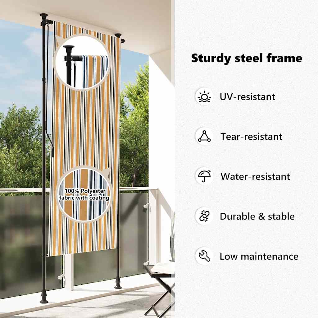 Außenrollo Gelb und Weiß 100x270 cm Stoff und Stahl