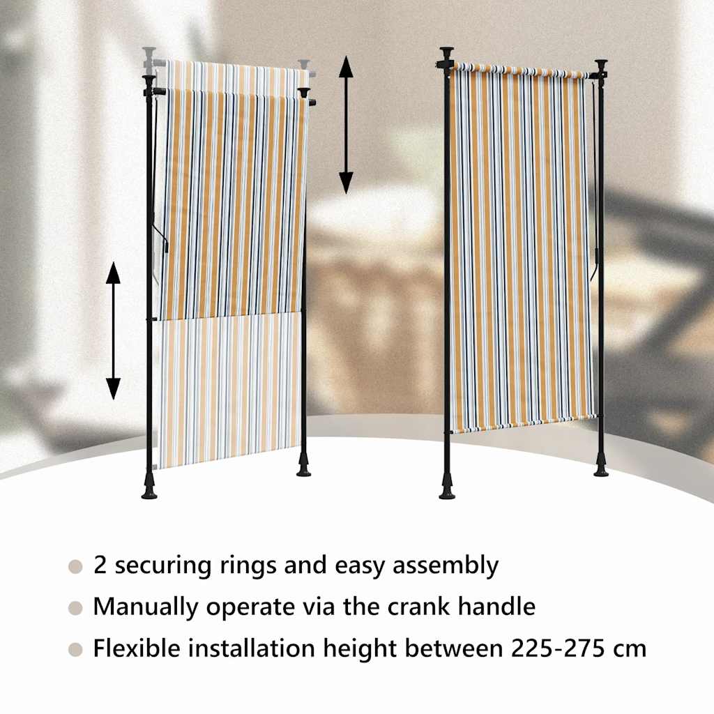 Außenrollo Gelb und Weiß 100x270 cm Stoff und Stahl