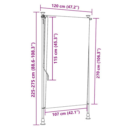 Außenrollo Gelb und Weiß 120x270 cm Stoff und Stahl