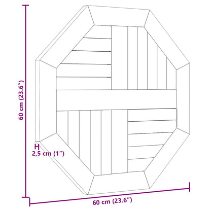 Tischplatte 60x60x2,5 cm Achteckig Massivholz Teak