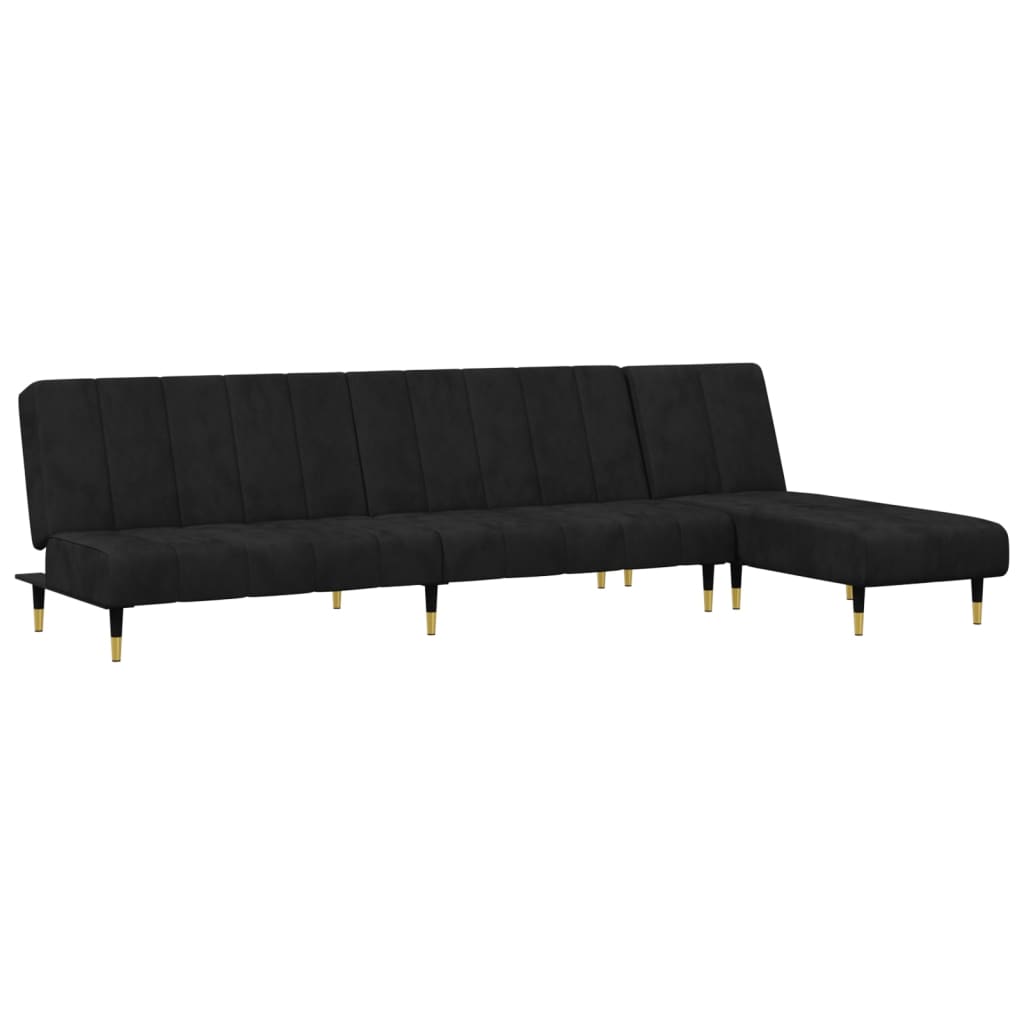 2-piece sofa set black velvet