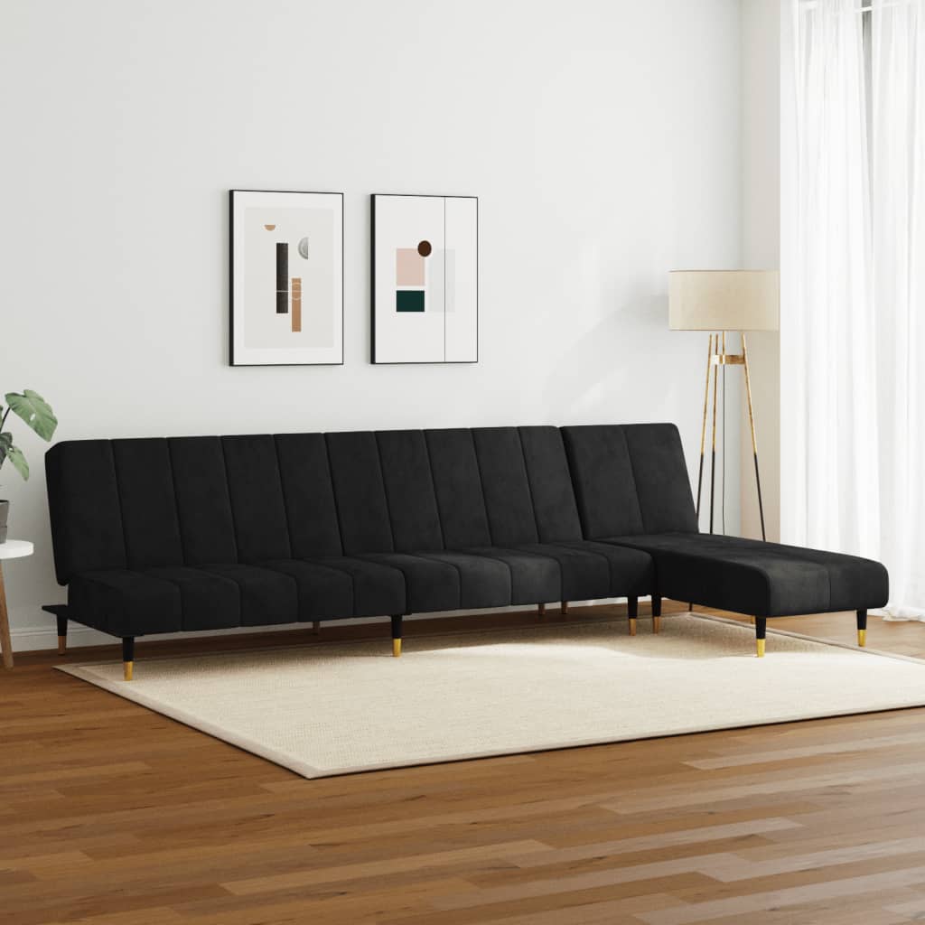 2-piece sofa set black velvet
