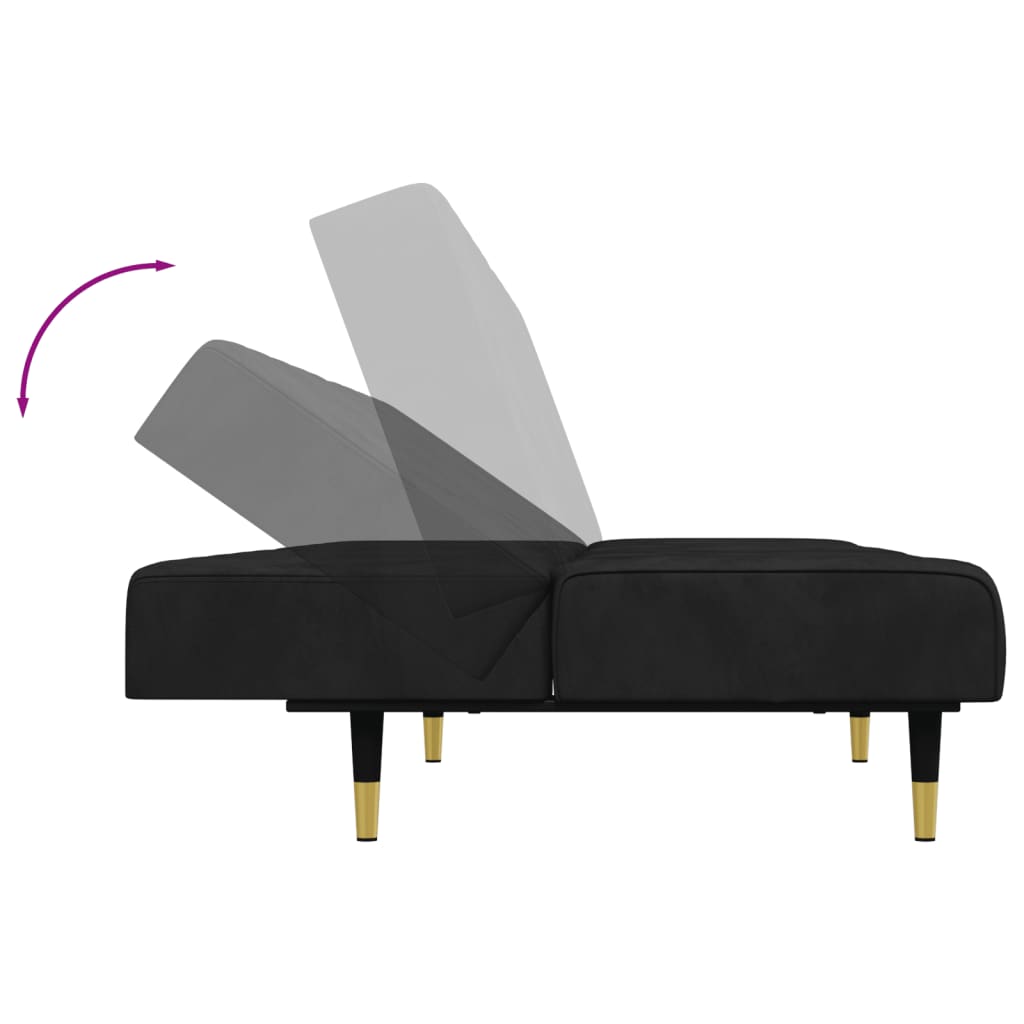 2-piece sofa set black velvet