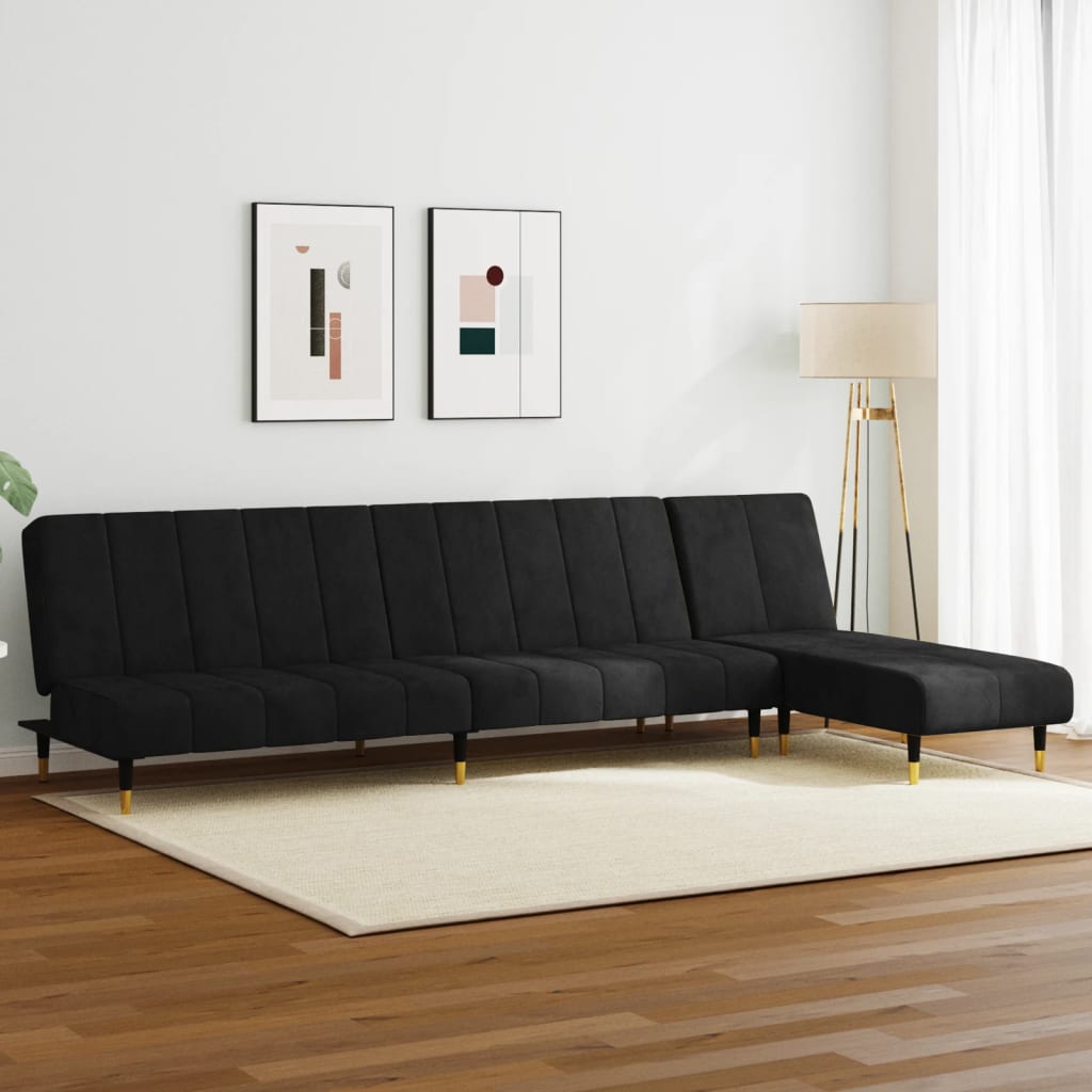 2-piece sofa set black velvet