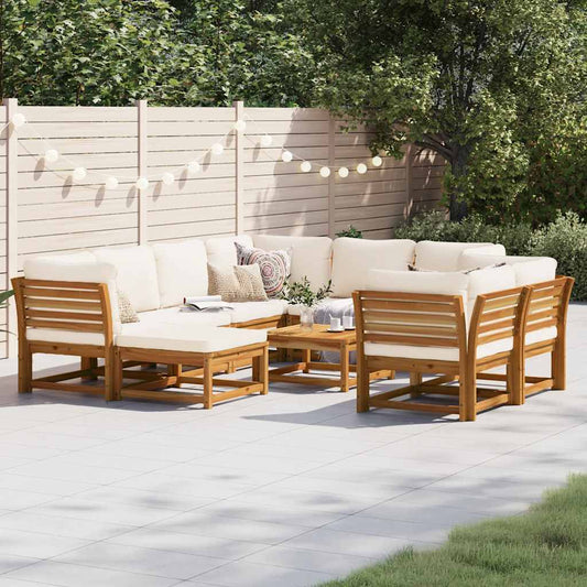 10-tlg. Garten-Lounge-Set mit Kissen Massivholz Akazie