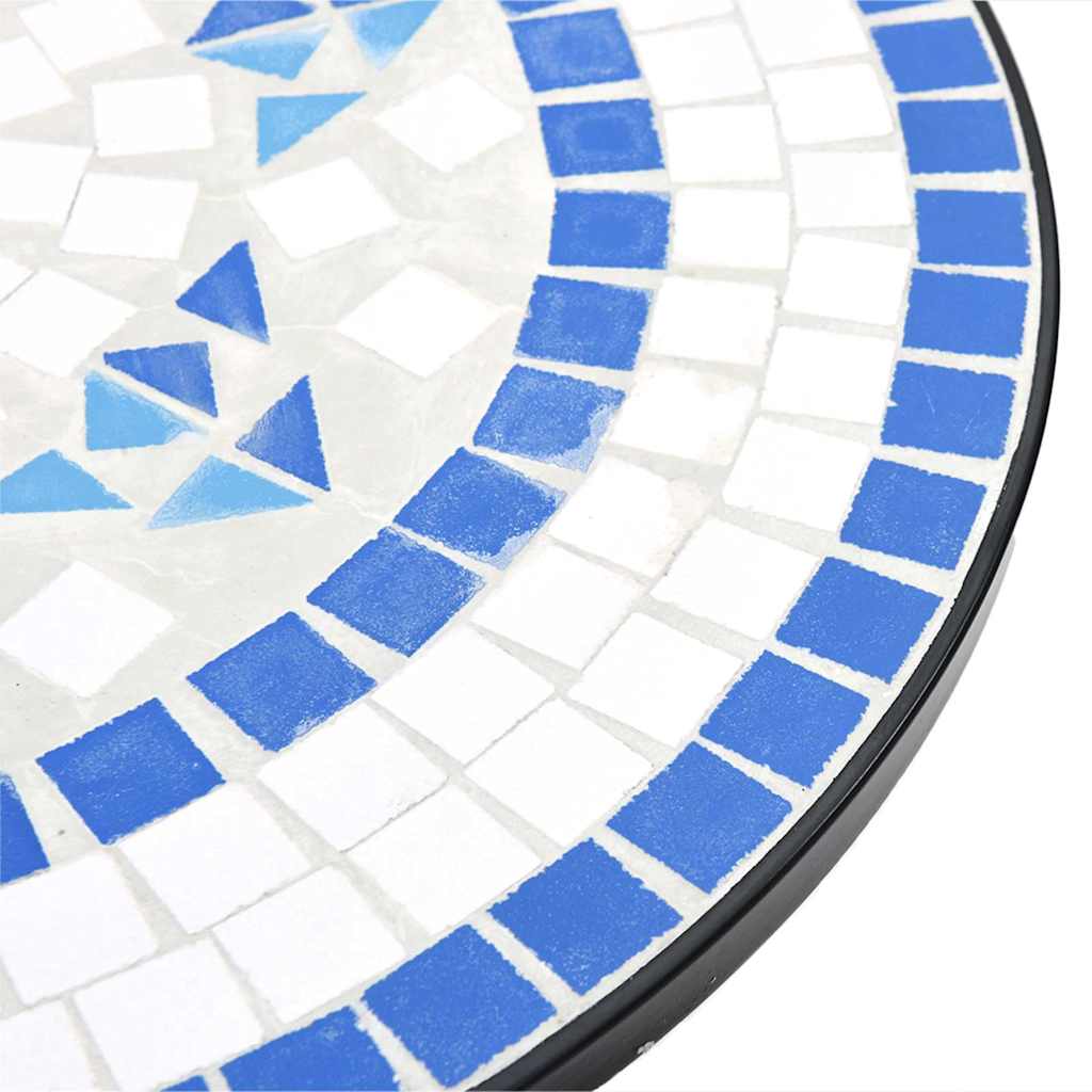 Mosaik-Bistro-Set Blau und Weiß Eisen und Keramik
