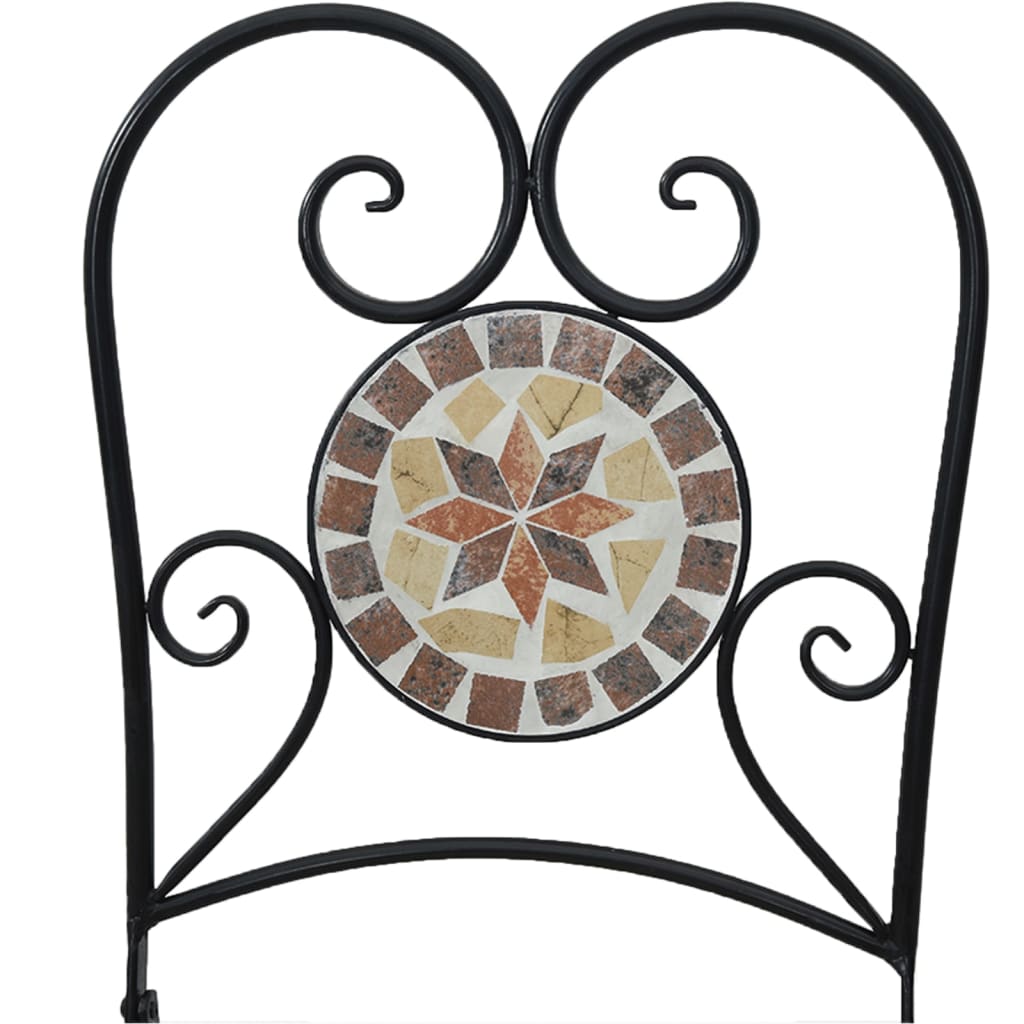 Mosaik-Bistro-Set Terrakottarot und Weiß Eisen und Keramik