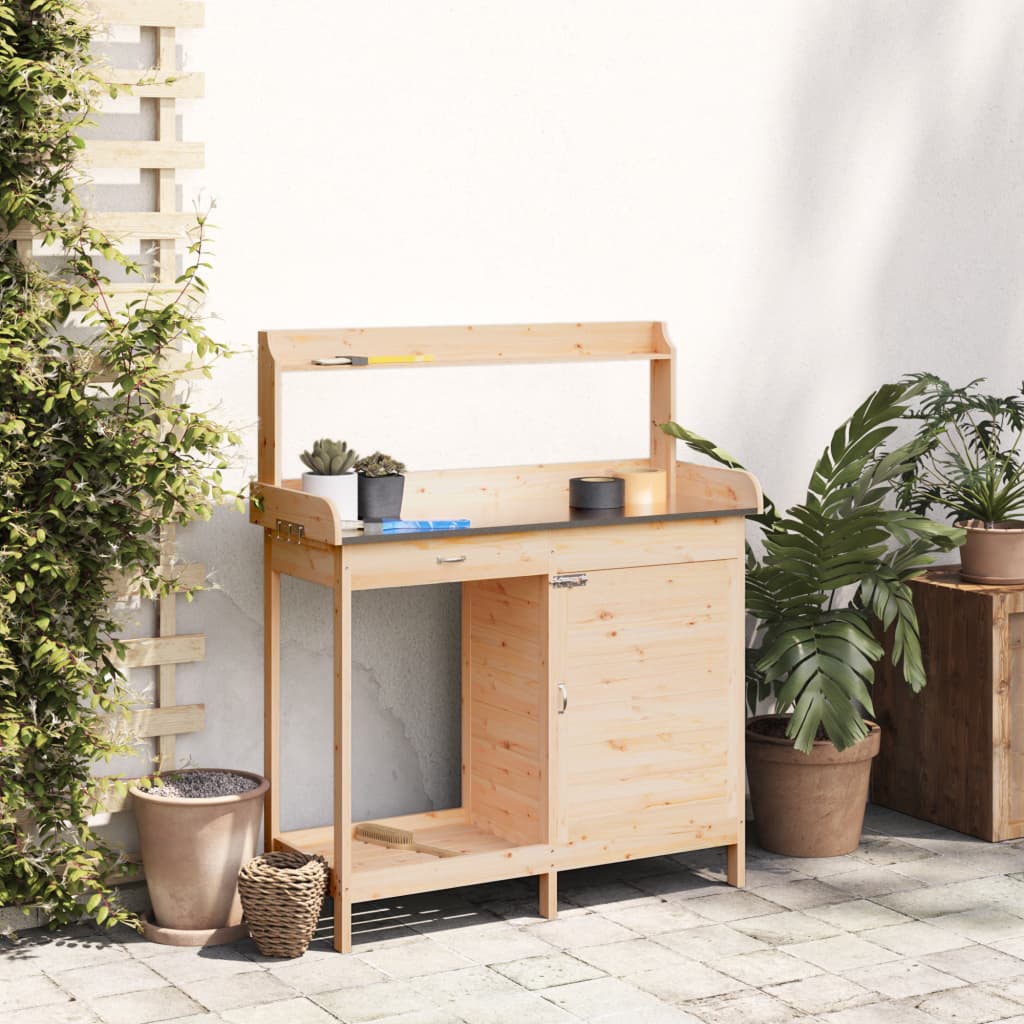 Table à plantes avec armoire 110,5x45x124,5 cm en bois de sapin massif