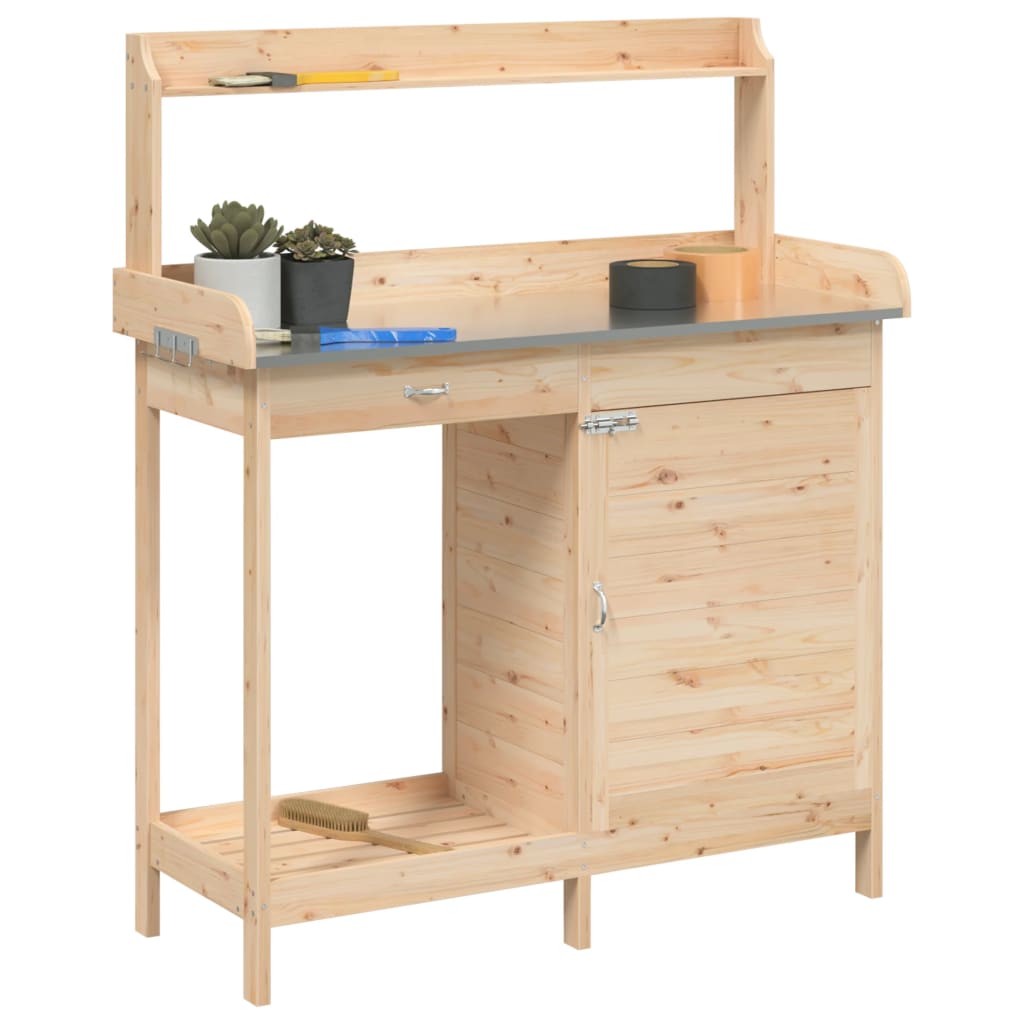 Table à plantes avec armoire 110,5x45x124,5 cm en bois de sapin massif