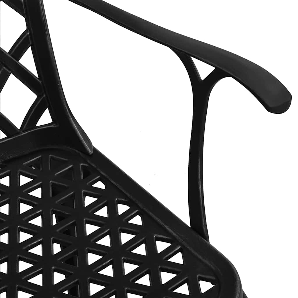 3-tlg. Bistro-Set Schwarz Aluminiumguss