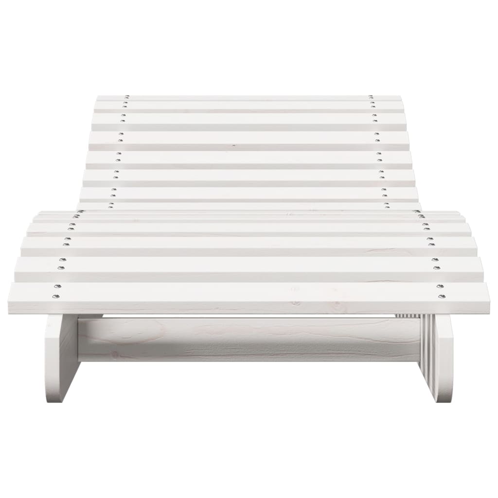 Bain de soleil blanc 205x60x31,5 cm bois de pin massif