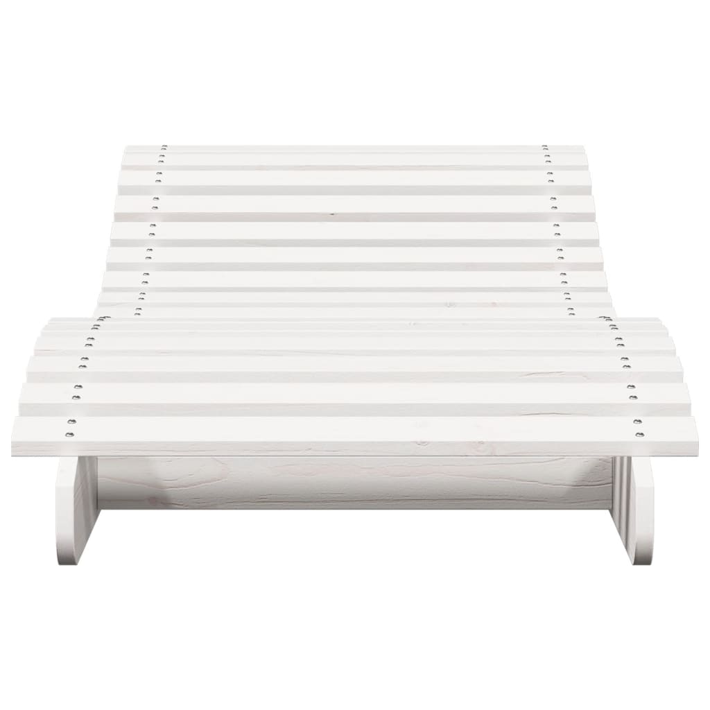 Bain de soleil blanc 205x70x31,5 cm bois de pin massif