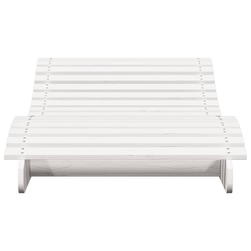 Bain de soleil blanc 205x80x31,5 cm bois de pin massif