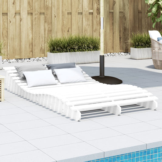 Bain de soleil blanc 205x110x31,5 cm bois de pin massif