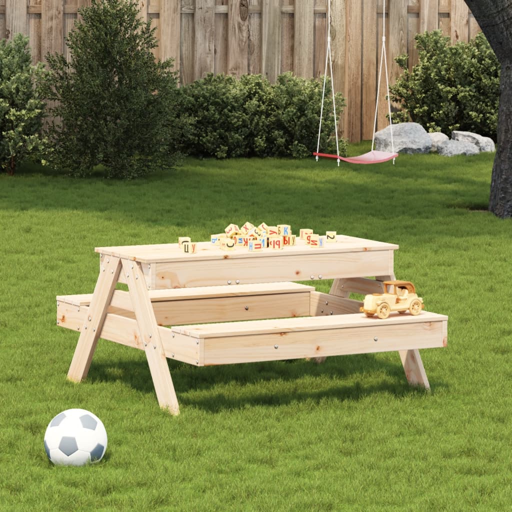 Table de pique-nique avec bac à sable pour enfants en bois de pin massif