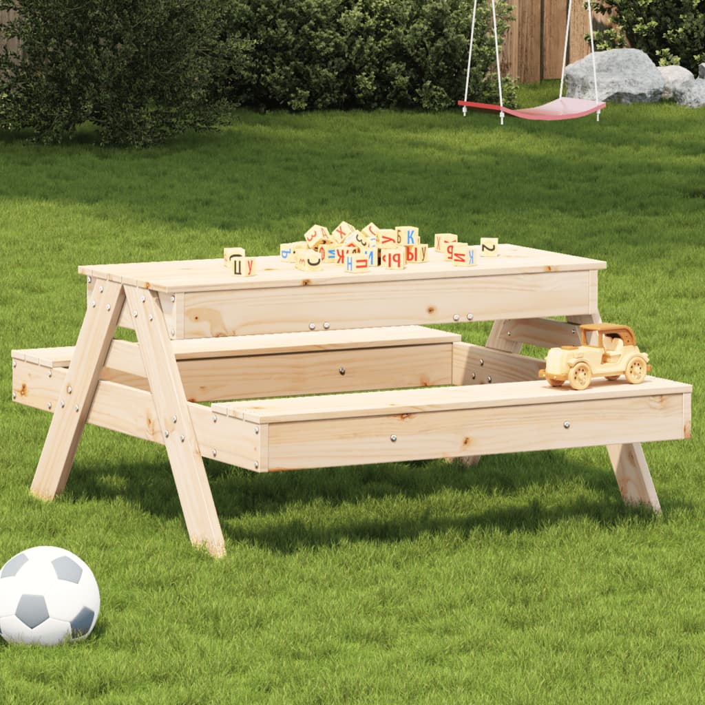 Table de pique-nique avec bac à sable pour enfants en bois de pin massif