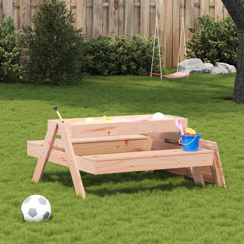 Table de pique-nique avec bac à sable pour enfants en bois de sapin de Douglas massif