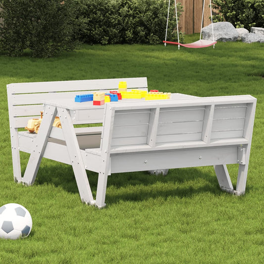 Table de pique-nique pour enfants blanche 88x122x58 cm en bois de pin massif