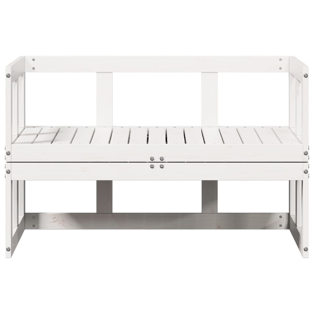 Canapé de jardin 2 en 1 extensible en pin massif blanc