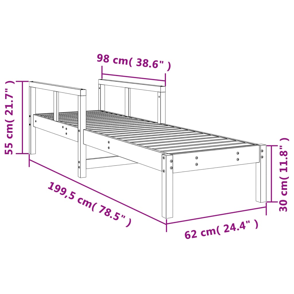 Bain de soleil wax marron 199,5x62x55 cm bois de pin massif