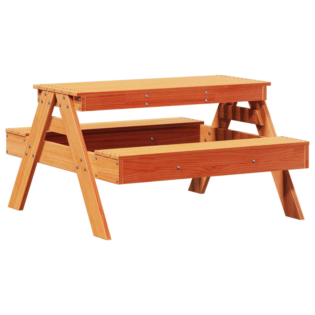 Table de pique-nique pour enfants wax marron 88x97x52 cm bois massif