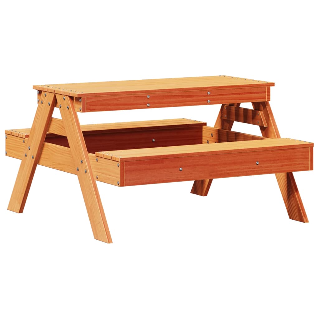 Table de pique-nique pour enfants wax marron 88x97x52 cm bois massif