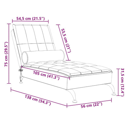 Massage-Chaiselongue mit Nackenrolle Hellgrau Stoff
