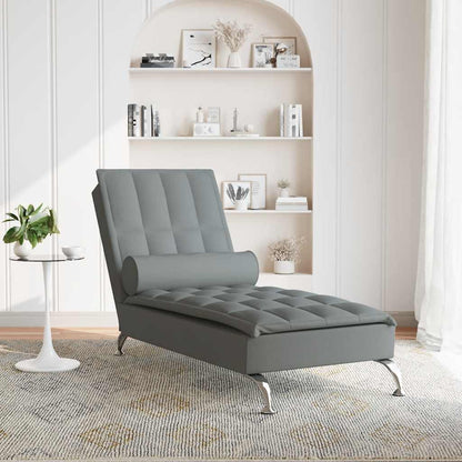 Massage-Chaiselongue mit Nackenrolle Dunkelgrau Stoff