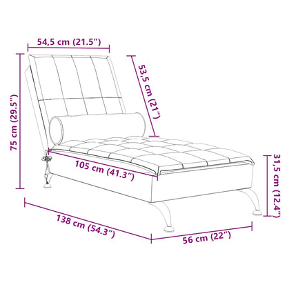 Massage-Chaiselongue mit Nackenrolle Dunkelgrau Stoff