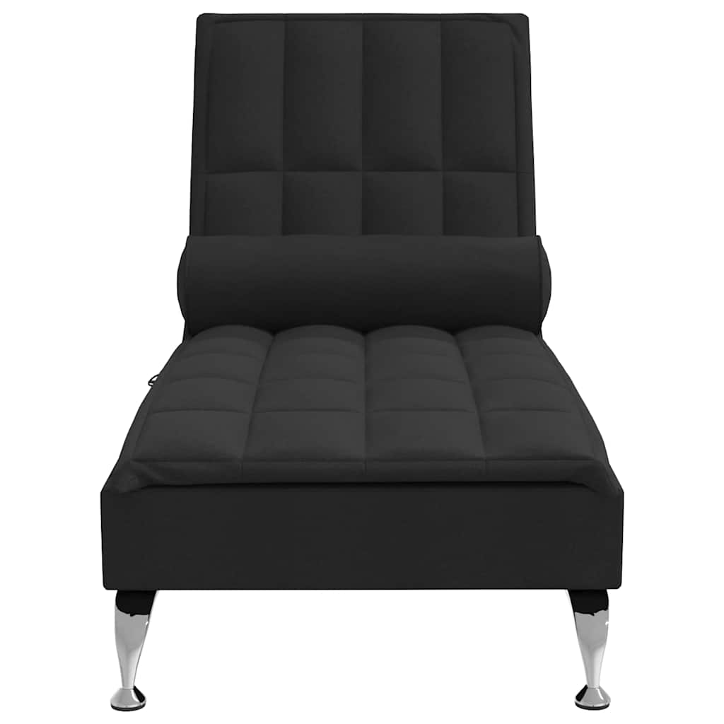 Massage-Chaiselongue mit Nackenrolle Schwarz Stoff
