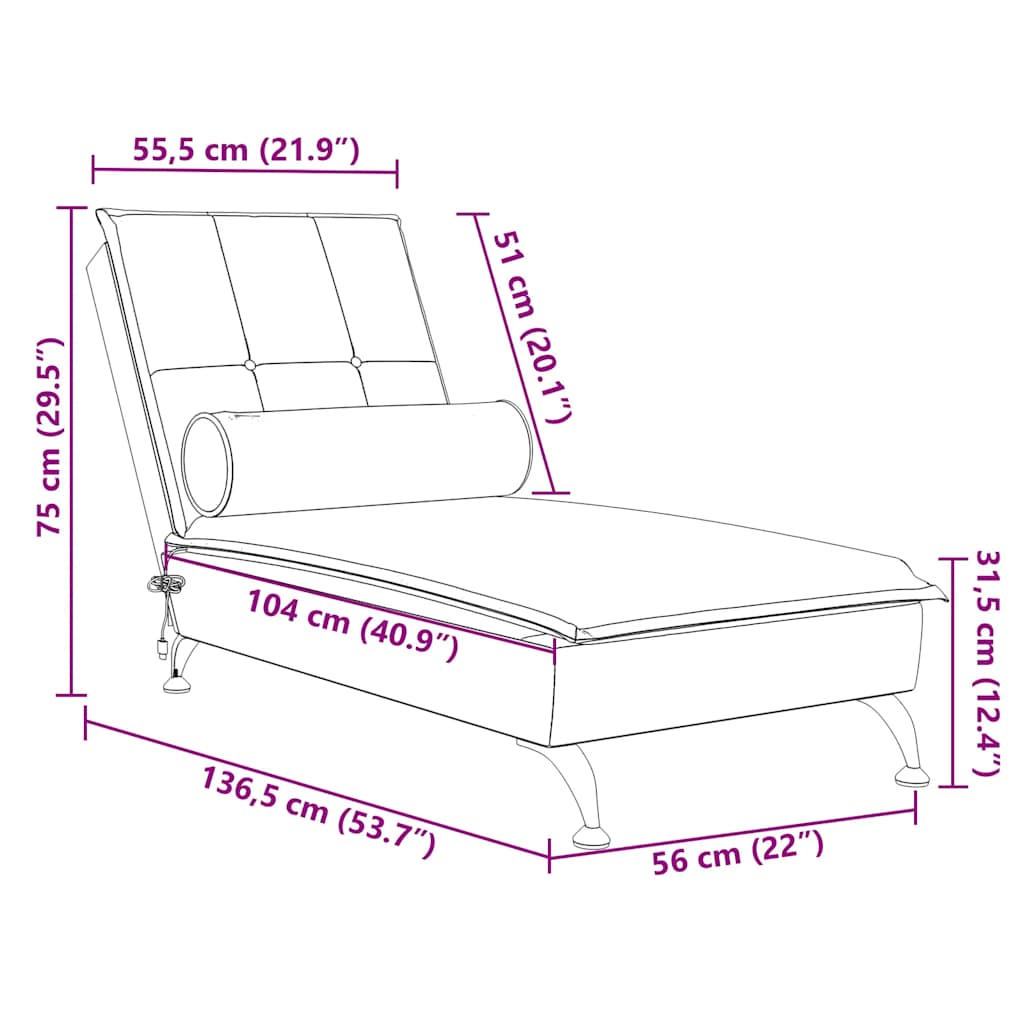 Massage-Chaiselongue mit Nackenrolle Dunkelgrün Samt