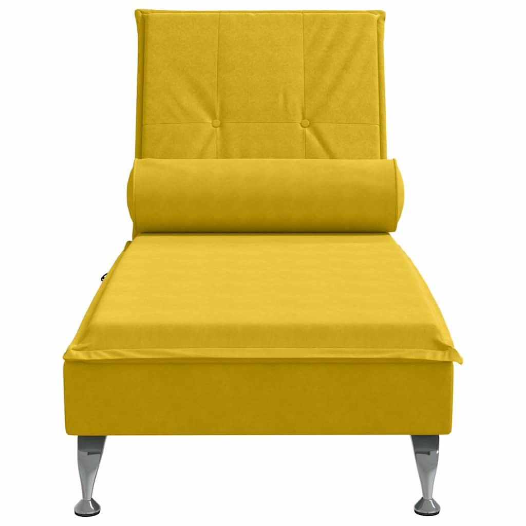 Massage-Chaiselongue mit Nackenrolle Gelb Samt