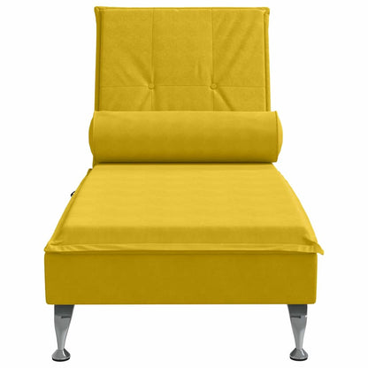 Massage-Chaiselongue mit Nackenrolle Gelb Samt