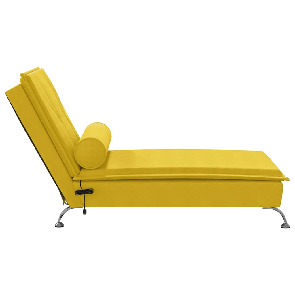 Massage-Chaiselongue mit Nackenrolle Gelb Samt