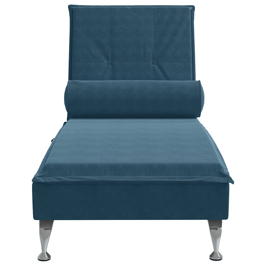 Massage-Chaiselongue mit Nackenrolle Blau Samt